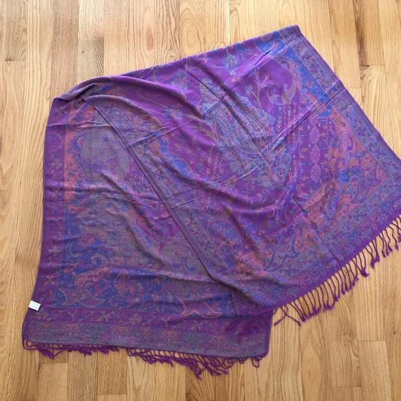 Purple Pattern Fringe Scarf - Picture 1 of 5